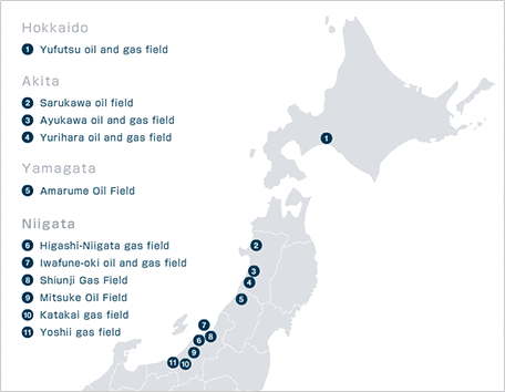 Map of E&P in Japan